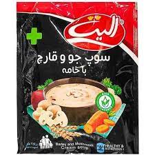 الیت سوپ جو با قارچ و خامه